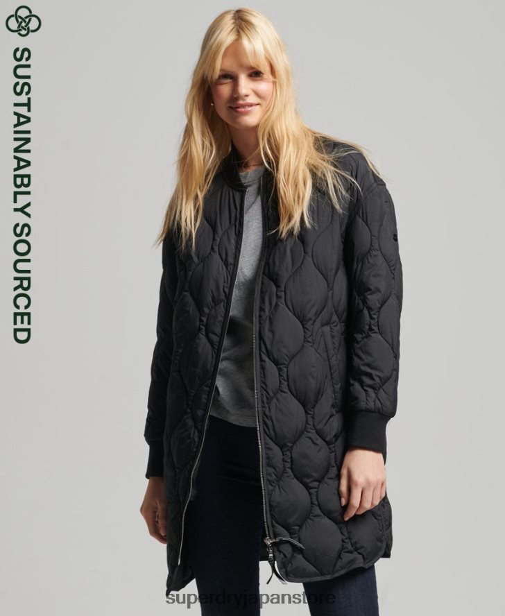 スタジオ ロングライン キルティング コート 女性 Superdry 衣類 黒 2J62PZ3798