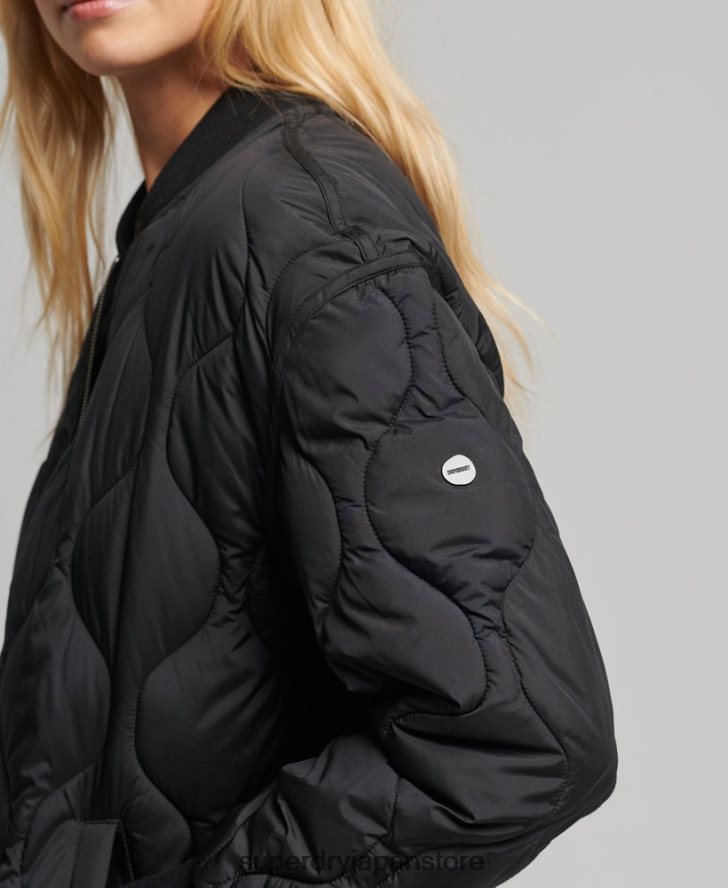 スタジオ ロングライン キルティング コート 女性 Superdry 衣類 黒 2J62PZ3798