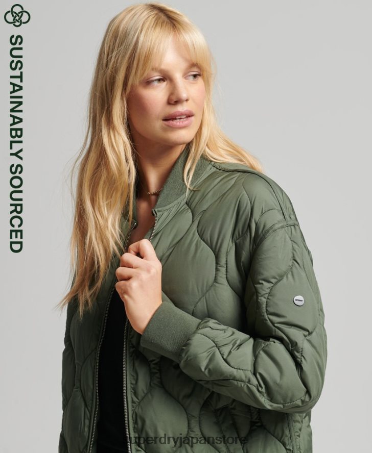 スタジオ ロングライン キルティング コート 女性 Superdry 衣類 緑 2J62PZ3799