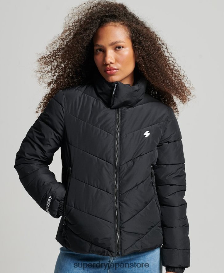 フードなしスポーツダウンジャケット 女性 Superdry 衣類 黒 2J62PZ3800