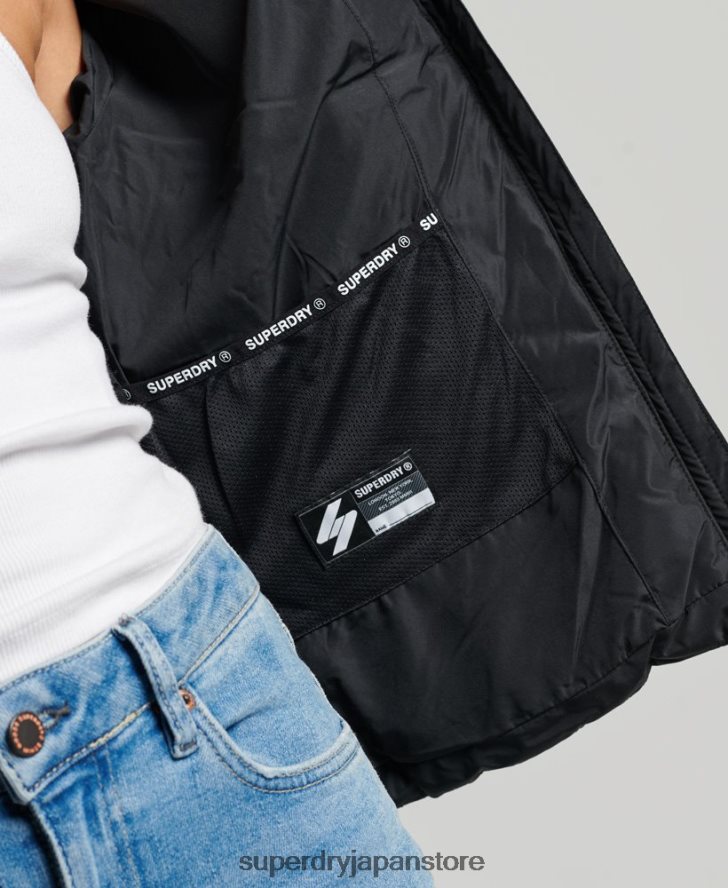 フードなしスポーツダウンジャケット 女性 Superdry 衣類 黒 2J62PZ3800
