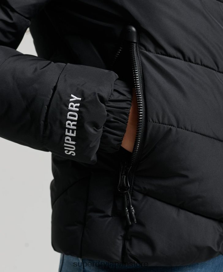 フードなしスポーツダウンジャケット 女性 Superdry 衣類 黒 2J62PZ3800