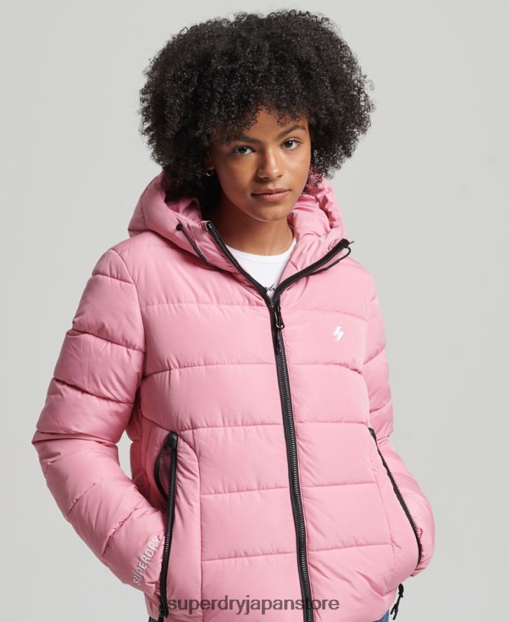 フード付きスピリットスポーツダウンジャケット 女性 Superdry 衣類 ピンク 2J62PZ3802