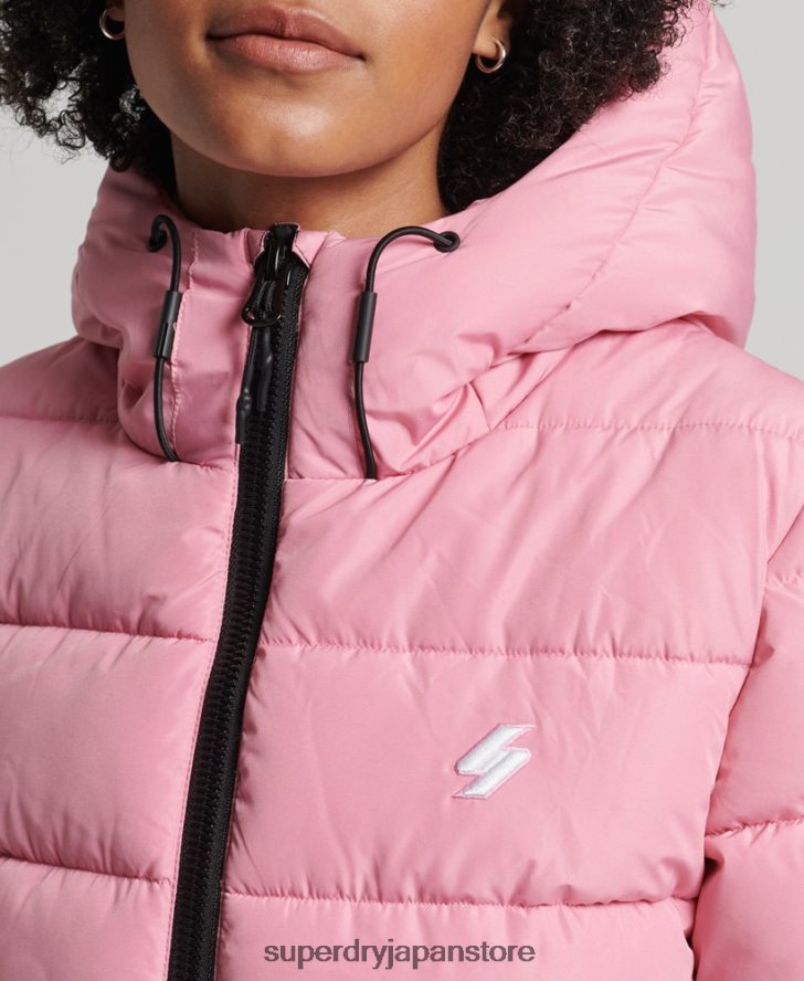 フード付きスピリットスポーツダウンジャケット 女性 Superdry 衣類 ピンク 2J62PZ3802