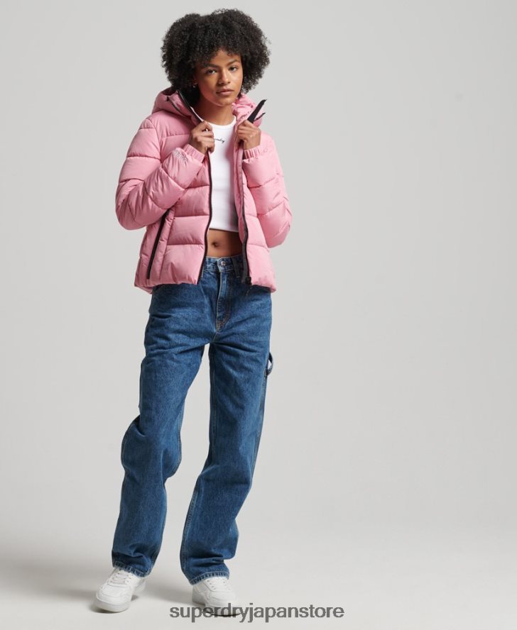 フード付きスピリットスポーツダウンジャケット 女性 Superdry 衣類 ピンク 2J62PZ3802