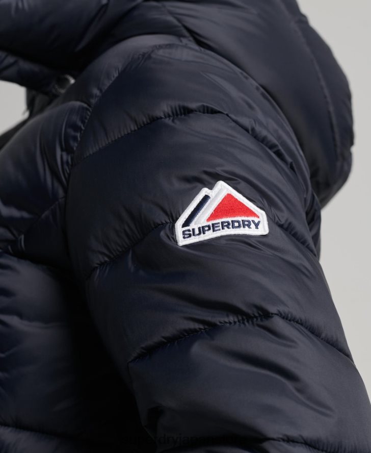 フジ クロップド フード付きジャケット 女性 Superdry 衣類 海軍 2J62PZ3803