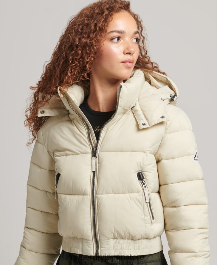 フジ クロップド フード付きジャケット 女性 Superdry 衣類 ベージュ 2J62PZ3804