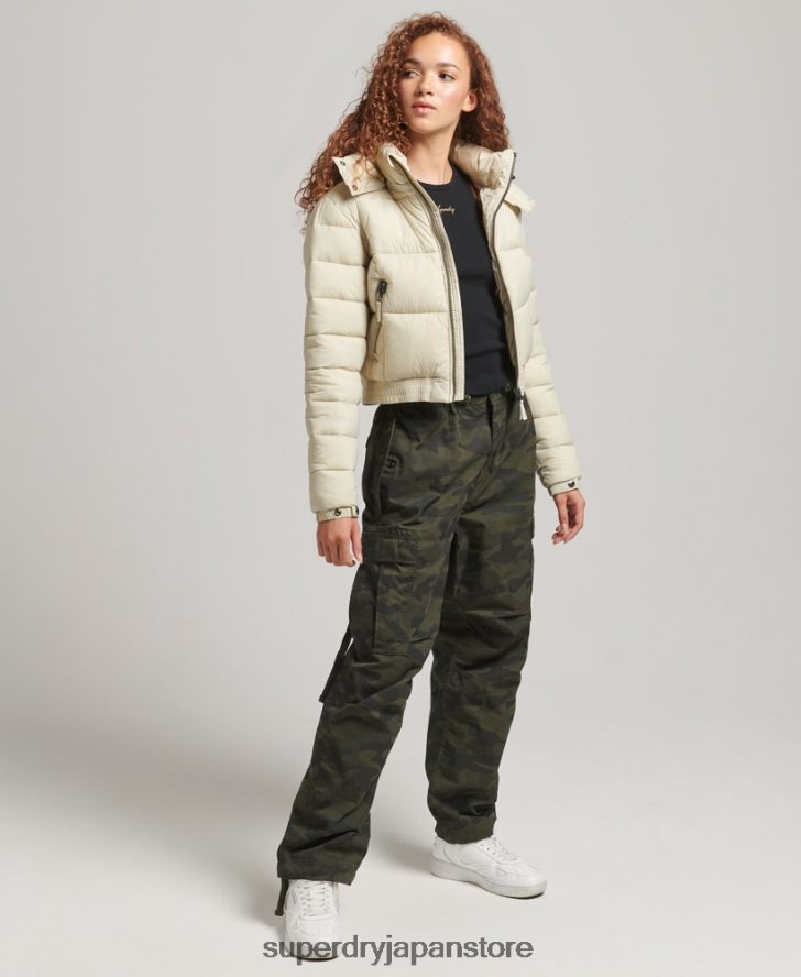 フジ クロップド フード付きジャケット 女性 Superdry 衣類 ベージュ 2J62PZ3804
