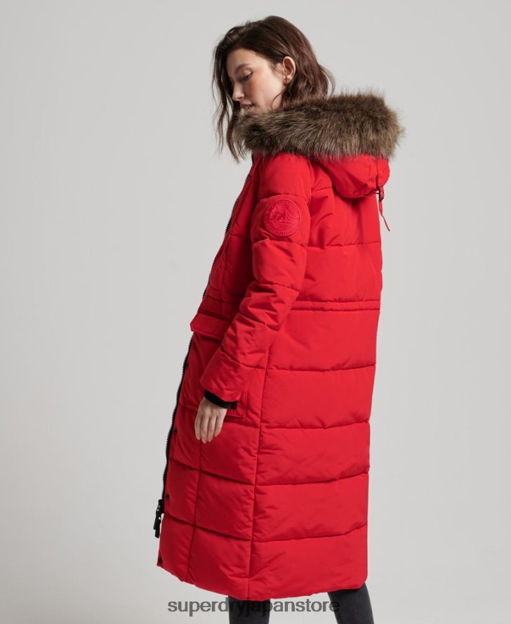 延縄フェイクファーエベレストコート 女性 Superdry 衣類 赤 2J62PZ3810