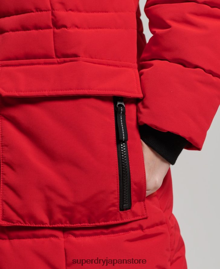 延縄フェイクファーエベレストコート 女性 Superdry 衣類 赤 2J62PZ3810