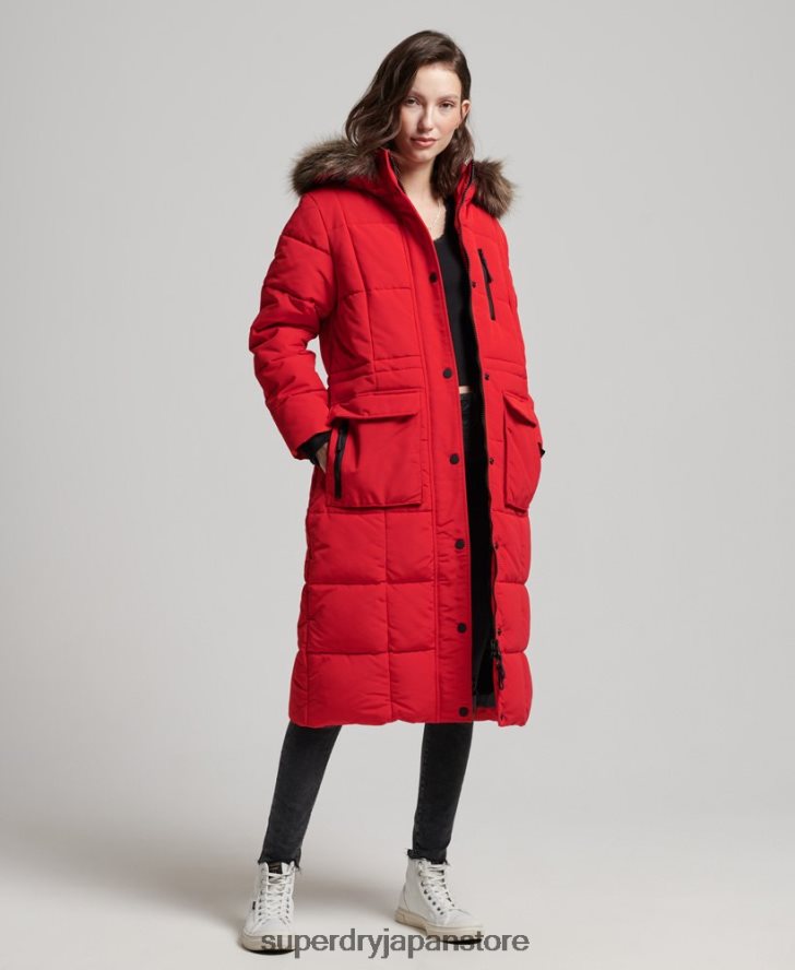 延縄フェイクファーエベレストコート 女性 Superdry 衣類 赤 2J62PZ3810