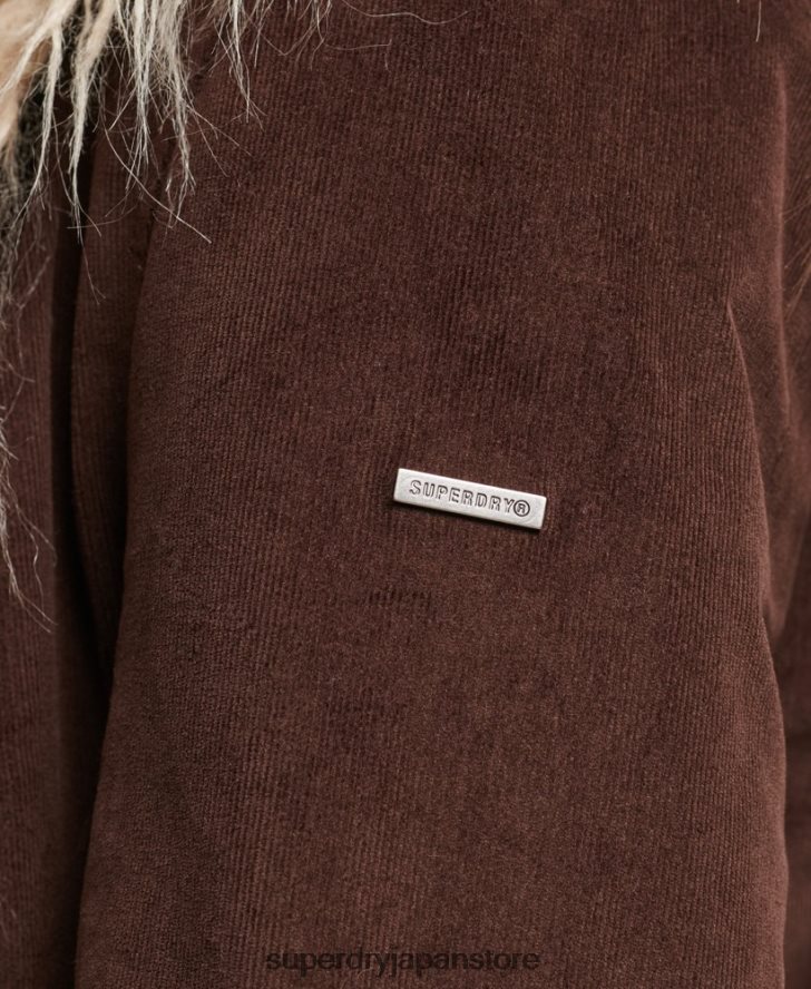 フェイクファー裏地延縄アフガンコート 女性 Superdry 衣類 茶色 2J62PZ3813