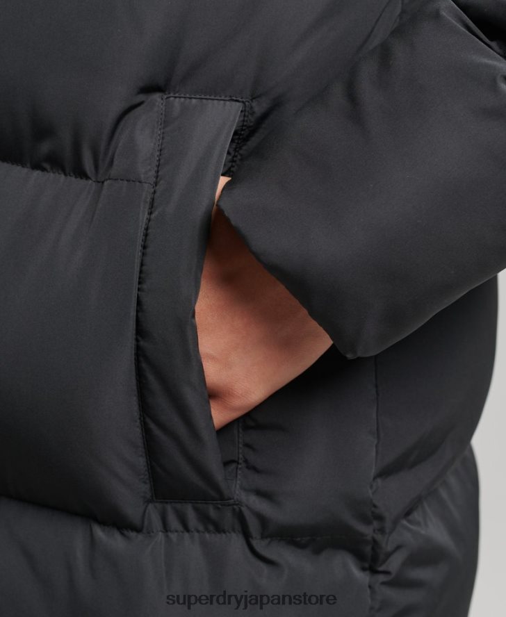 フード付き延縄フグコート 女性 Superdry 衣類 黒 2J62PZ3815