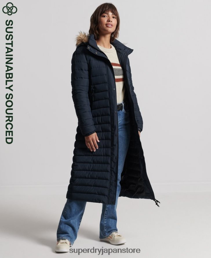 超延縄フジコート 女性 Superdry 衣類 海軍 2J62PZ3816