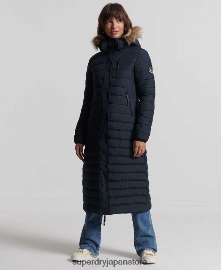 超延縄フジコート 女性 Superdry 衣類 海軍 2J62PZ3816