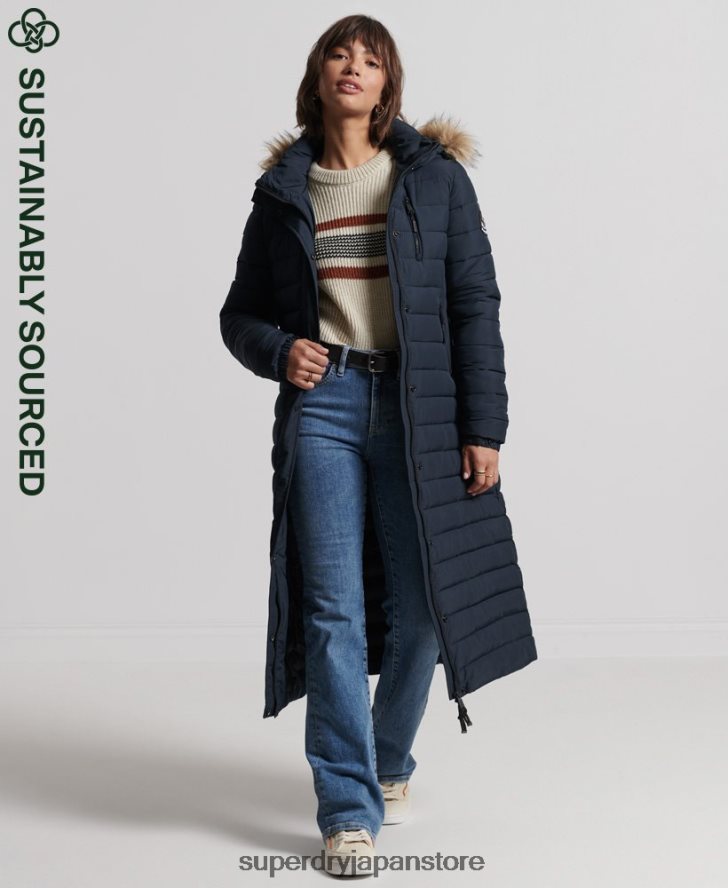 超延縄フジコート 女性 Superdry 衣類 海軍 2J62PZ3816
