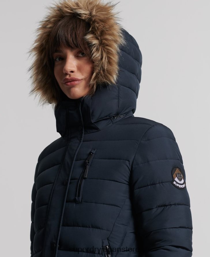 超延縄フジコート 女性 Superdry 衣類 海軍 2J62PZ3816