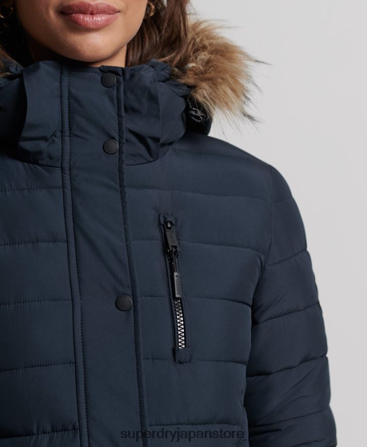 超延縄フジコート 女性 Superdry 衣類 海軍 2J62PZ3816