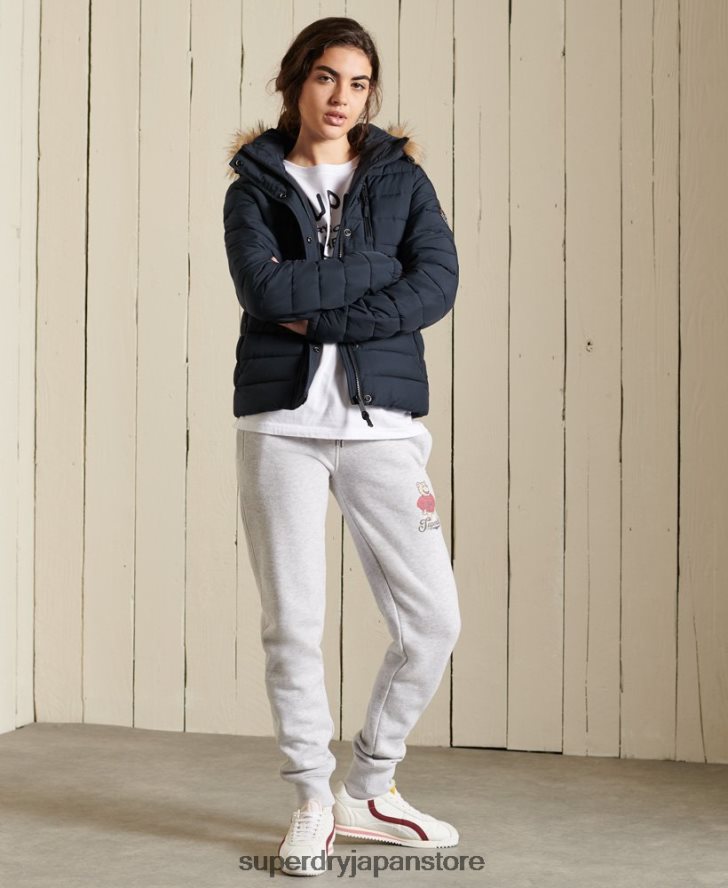 クラシック フェイクファー フジ ジャケット 女性 Superdry 衣類 海軍 2J62PZ3818