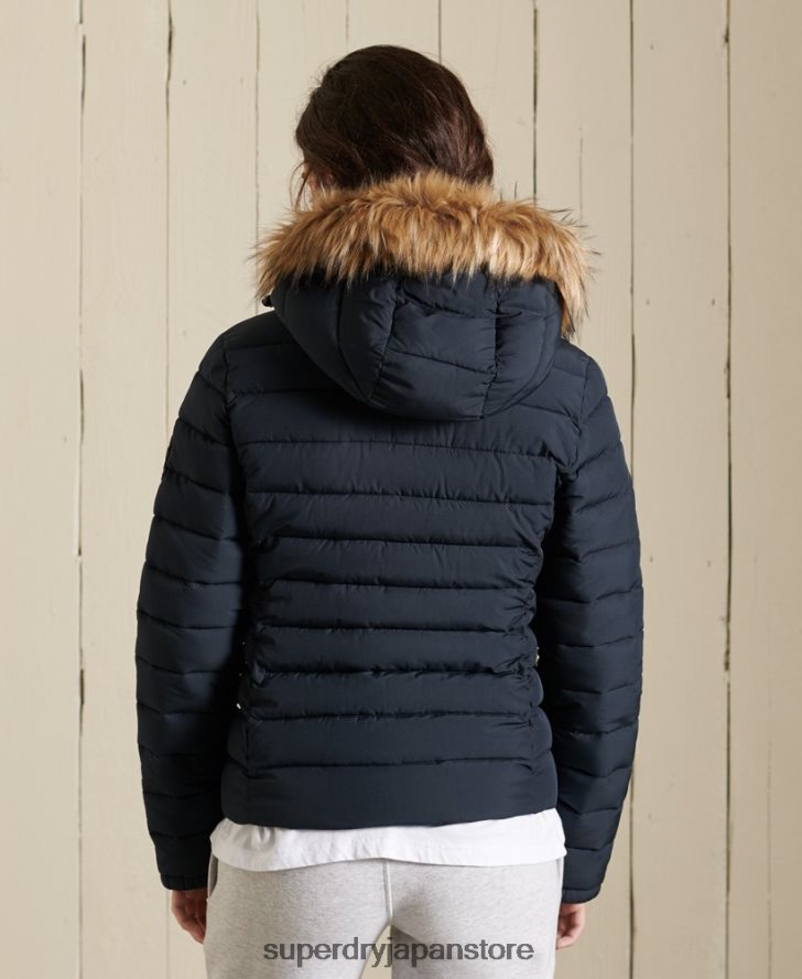 クラシック フェイクファー フジ ジャケット 女性 Superdry 衣類 海軍 2J62PZ3818