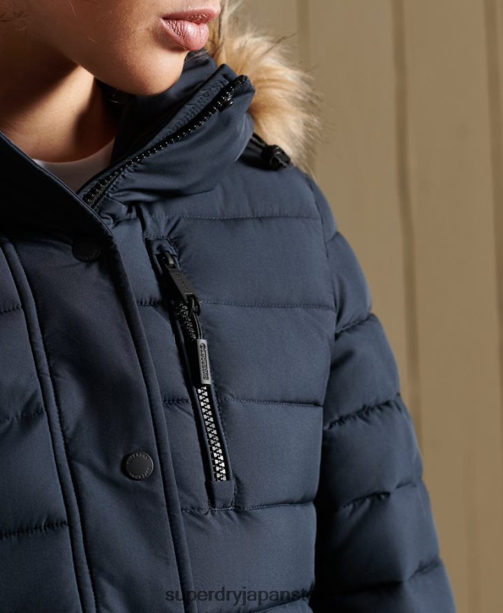 クラシック フェイクファー フジ ジャケット 女性 Superdry 衣類 海軍 2J62PZ3818