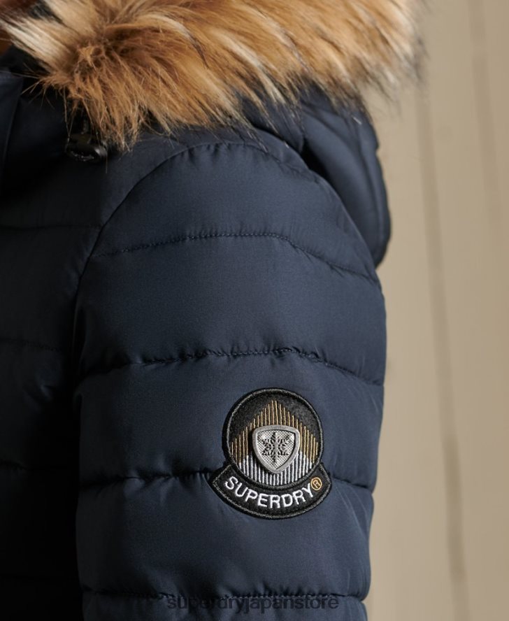クラシック フェイクファー フジ ジャケット 女性 Superdry 衣類 海軍 2J62PZ3818