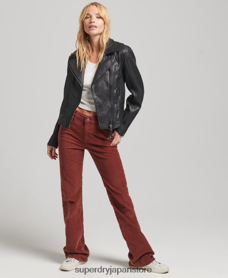 ヴィンテージレザーバイカージャケット 女性 Superdry 衣類 濃い灰色 2J62PZ3819
