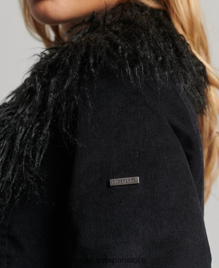 フェイクファー裏地延縄アフガンコート 女性 Superdry 衣類 黒 2J62PZ3820