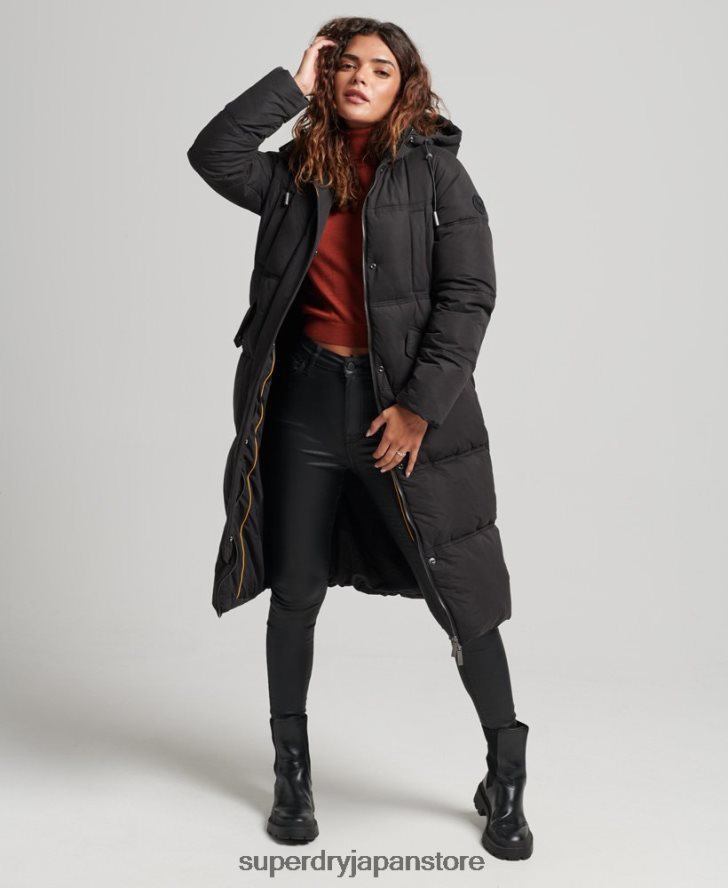 マイクロファイバー フード付きパファーコート 女性 Superdry 衣類 黒 2J62PZ3823