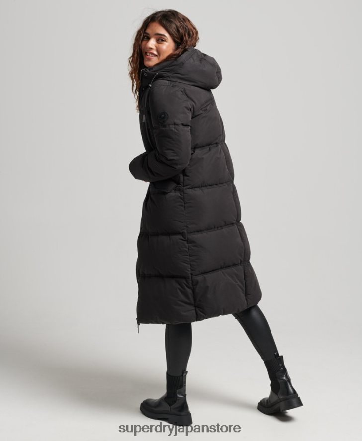 マイクロファイバー フード付きパファーコート 女性 Superdry 衣類 黒 2J62PZ3823
