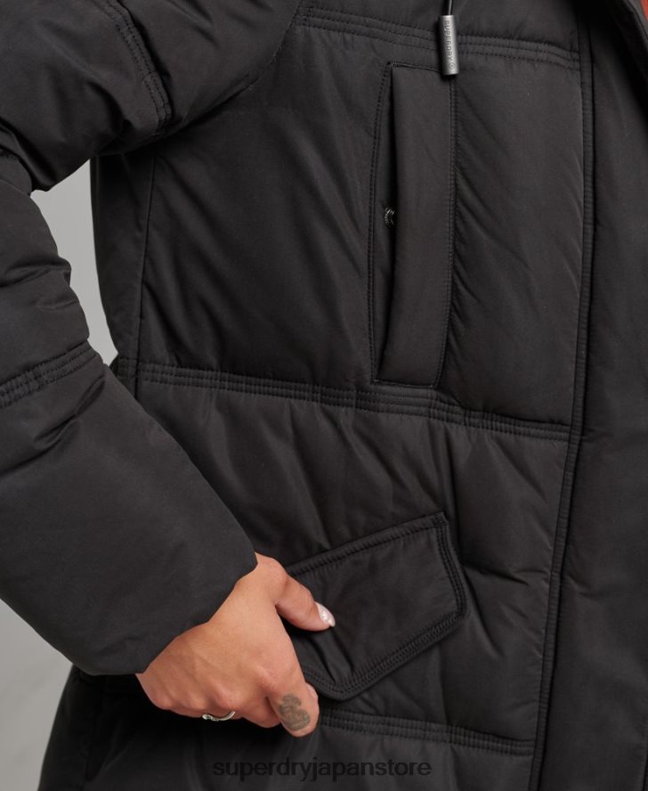マイクロファイバー フード付きパファーコート 女性 Superdry 衣類 黒 2J62PZ3823