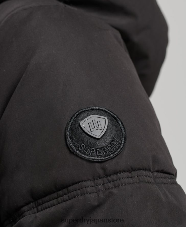 マイクロファイバー フード付きパファーコート 女性 Superdry 衣類 黒 2J62PZ3823