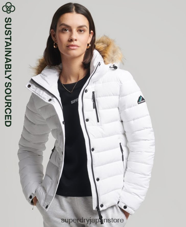 クラシック フェイクファー フジ ジャケット 女性 Superdry 衣類 白 2J62PZ3825