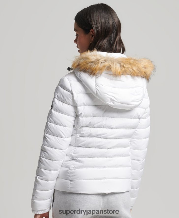クラシック フェイクファー フジ ジャケット 女性 Superdry 衣類 白 2J62PZ3825