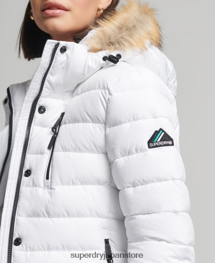 クラシック フェイクファー フジ ジャケット 女性 Superdry 衣類 白 2J62PZ3825