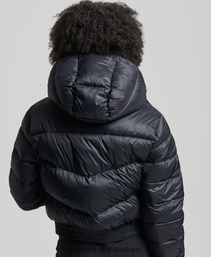 フジ クロップド フード付きジャケット 女性 Superdry 衣類 黒 2J62PZ3826