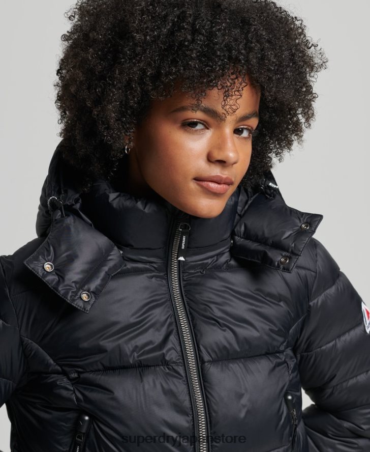 フジ クロップド フード付きジャケット 女性 Superdry 衣類 黒 2J62PZ3826
