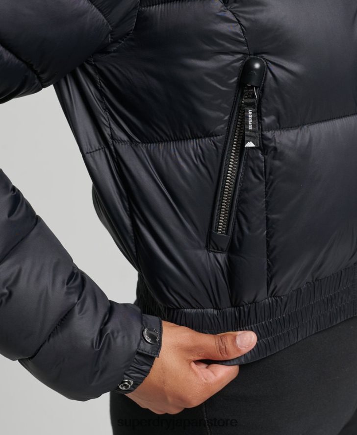 フジ クロップド フード付きジャケット 女性 Superdry 衣類 黒 2J62PZ3826