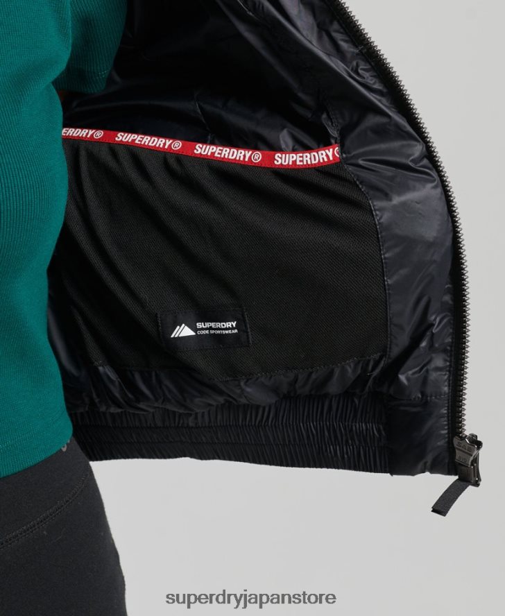 フジ クロップド フード付きジャケット 女性 Superdry 衣類 黒 2J62PZ3826