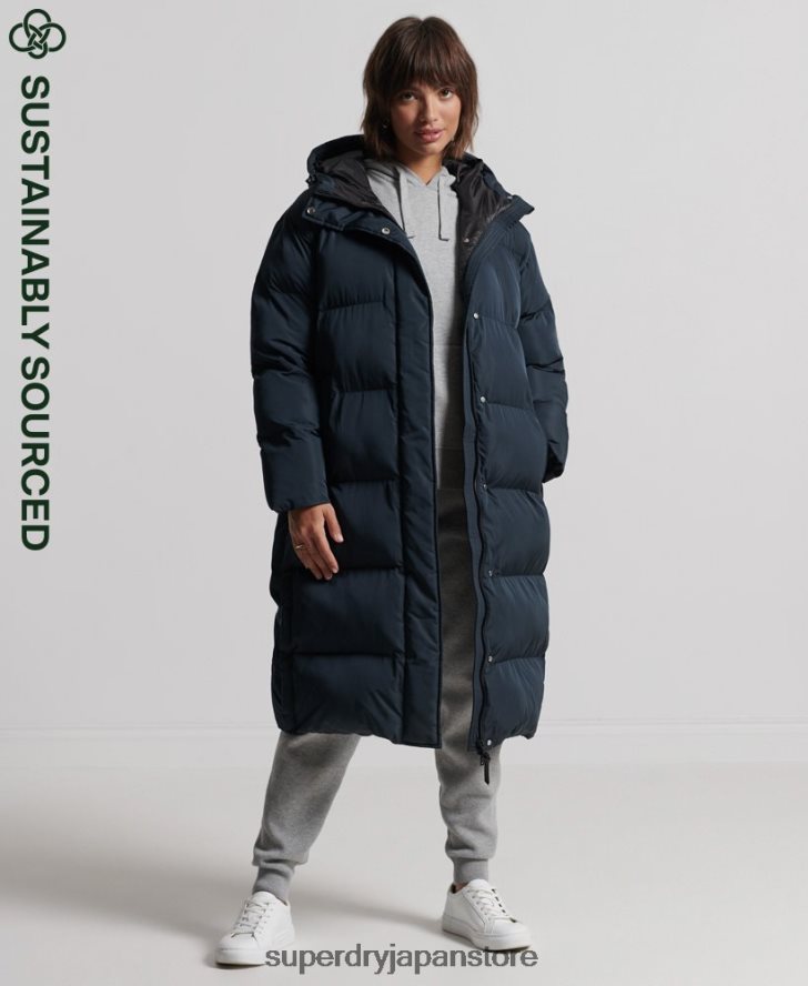はえ縄羽毛布団コート 女性 Superdry 衣類 海軍 2J62PZ3827