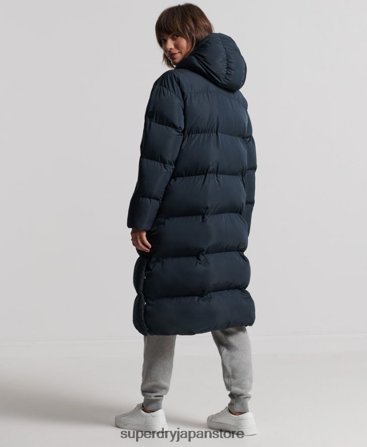 はえ縄羽毛布団コート 女性 Superdry 衣類 海軍 2J62PZ3827