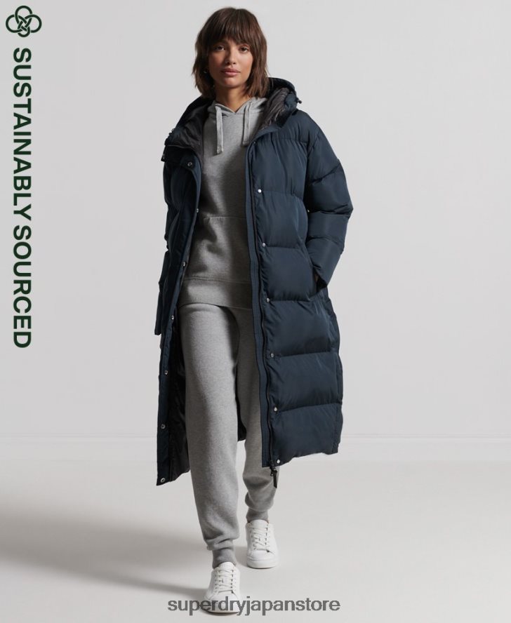 はえ縄羽毛布団コート 女性 Superdry 衣類 海軍 2J62PZ3827