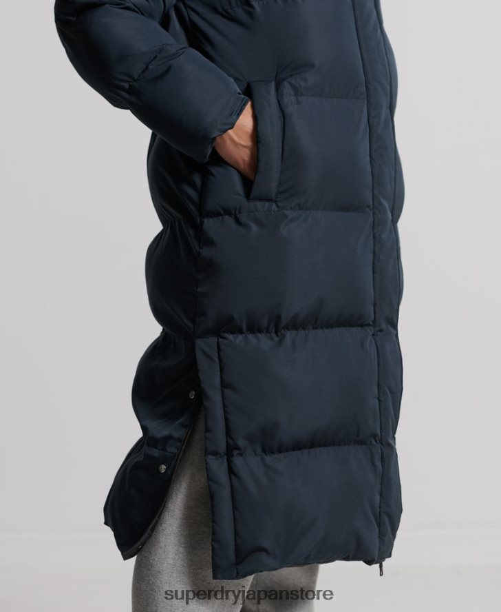 はえ縄羽毛布団コート 女性 Superdry 衣類 海軍 2J62PZ3827