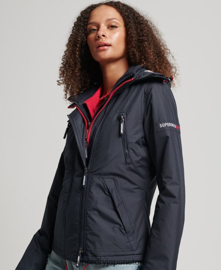 フード付きロゴウィンドブレーカージャケット 女性 Superdry 衣類 海軍 2J62PZ3830