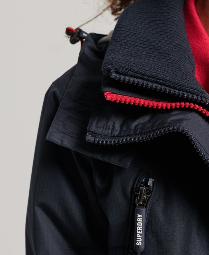 フード付きロゴウィンドブレーカージャケット 女性 Superdry 衣類 海軍 2J62PZ3830