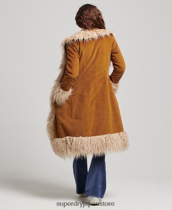 フェイクファー裏地延縄アフガンコート 女性 Superdry 衣類 茶色 2J62PZ3835