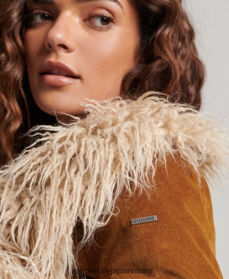 フェイクファー裏地延縄アフガンコート 女性 Superdry 衣類 茶色 2J62PZ3835