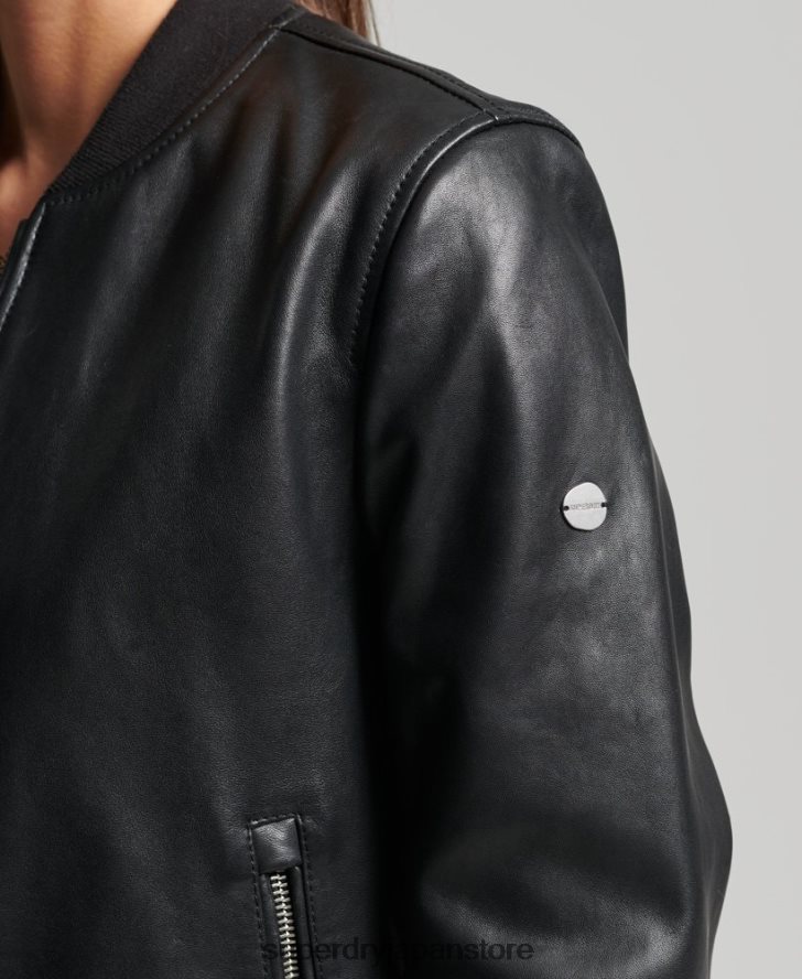 スタジオ レザー フライト ボンバー ジャケット 女性 Superdry 衣類 黒 2J62PZ3838