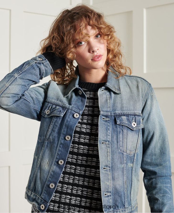 限定版ドライ日本製トラッカージャケット 女性 Superdry 衣類 ライトブルー 2J62PZ3841