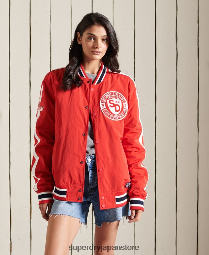 オーバーサイズ カレッジ ボンバー ジャケット 女性 Superdry 衣類 赤 2J62PZ3842